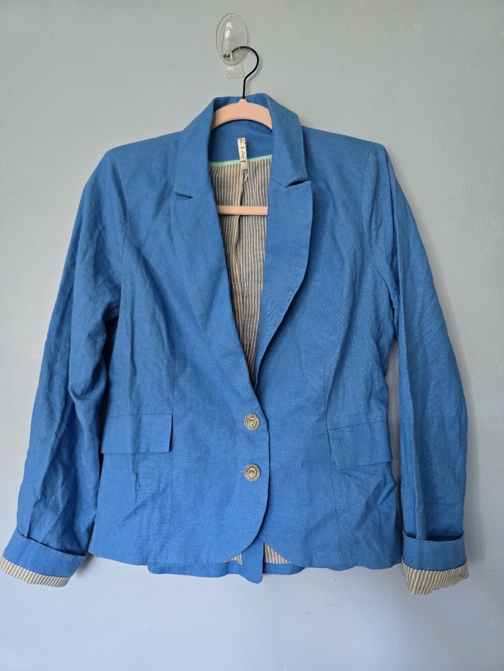Willow & Clay Linen Blend Blue Two-Button Blazer M